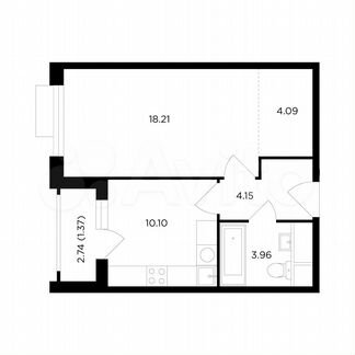 1-к квартира, 41.9 м², 11/26 эт.