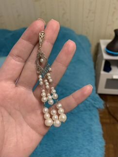 Продам шикарные серьги натуральный жемчуг балийско