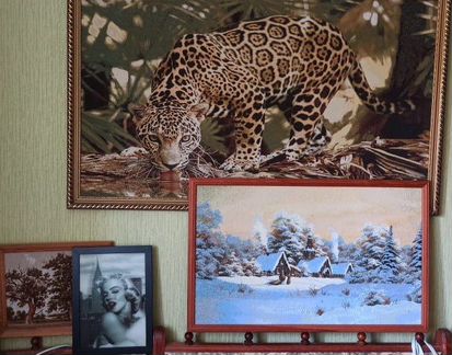 Картина ковёр гобелен Леопард зима Мэрилин Монро