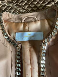 Бежевая кожаная куртка Elisabetta Franchi, 42 разм