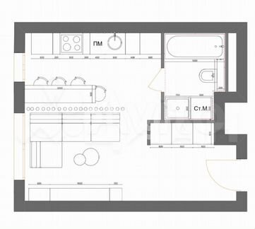 Квартира-студия, 27.7 м², 22/36 эт.