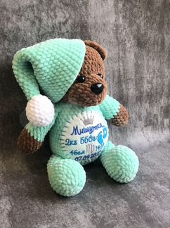 Плюшевый мишка Вязаная игрушка Метрика Ручная рабо
