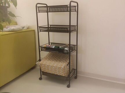 Этажерка на колесиках черная