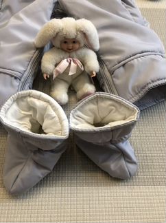 Комбинезон - конверт серый Звездочки. Размер 74-80