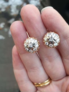 Золотые серьги с бриллиантами СССР бахча