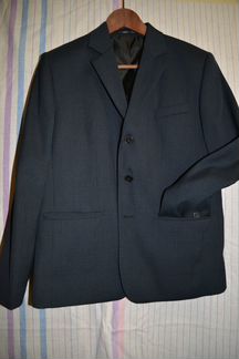 Пиджак синий в серую полоску/клетку