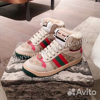 Кроссовки с мехом Gucci