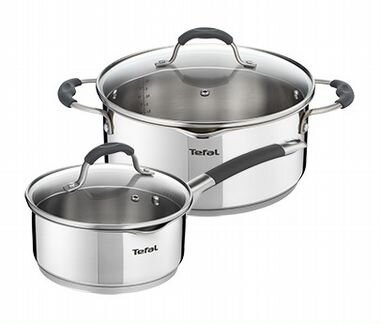 Набор кастрюль tefal с носиком, нержавейка, новый