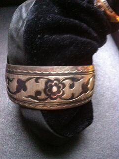 Браслет серебро 875 гравировка с чернением Кубачии