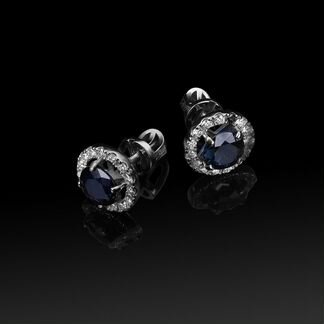 Серьги-пуссеты из б.з. с сап 1,68ct и брил. 0,45ct