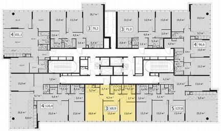 3-к квартира, 70 м², 2/14 эт.