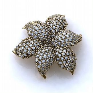 Новая Подвеска Кулон Цветок Золото 585 фианит брил