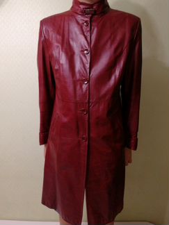 Плащ пальто кожаный