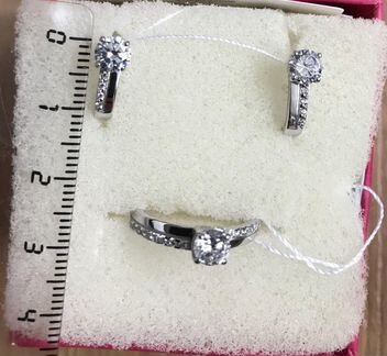 Изысканые аккуратные серьги с кольцом серебро 925