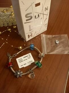 Серебряный браслет sunlight +шармы