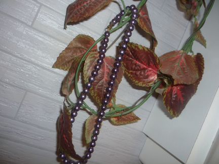 Бусы из чёрного стекла. В два ряда. Изящные