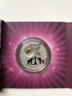 Монета 2 доллара Слон Серебро