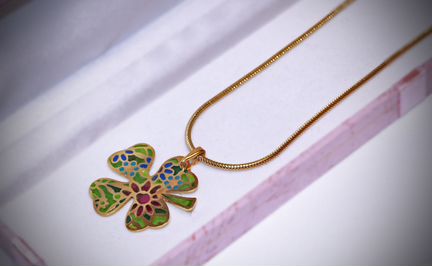 Подвеска Клевер Ag 925, японская эмаль