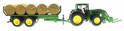 Трактор Siku John Deere, с прицепом для КИП сена (1:32) (3862)