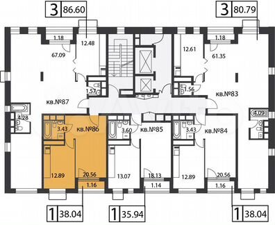1-к квартира, 38 м², 19/20 эт.