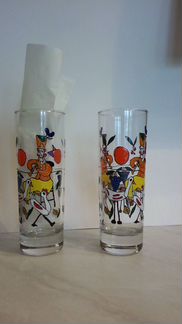 Стеклянные стаканы с рисунком. ручная работа. 2 шт