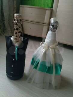 Свадебное украшение на бутылки Тиффани