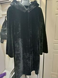 Мутоновая шуба с капюшоном 48-50 р