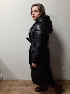 Пуховик женский одеяло удлиненный с поясом