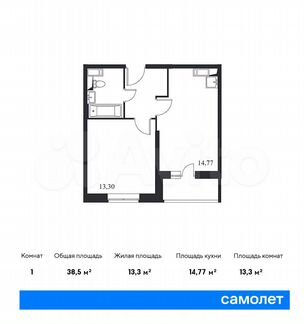 1-к квартира, 38.5 м², 13/14 эт.