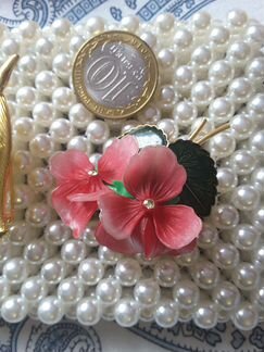 Фиалки.Розовые.Брошь. Винтаж.Германия