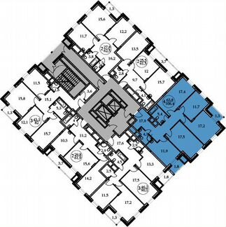 4-к квартира, 106.4 м², 13/17 эт.