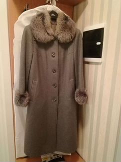 Пальто зимнее серое размер 46-48 мех песец пр-во з