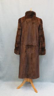 Шуба из норки, коричневая, арт. 878, размер 44-46