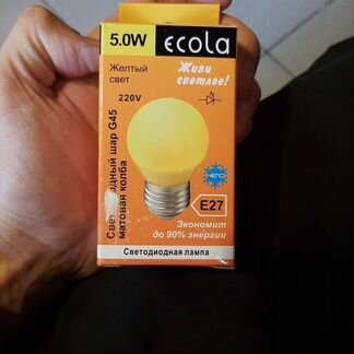 Лампа LED цветн. шар 5 Вт/Е27 желтый G45 Ecola K7C