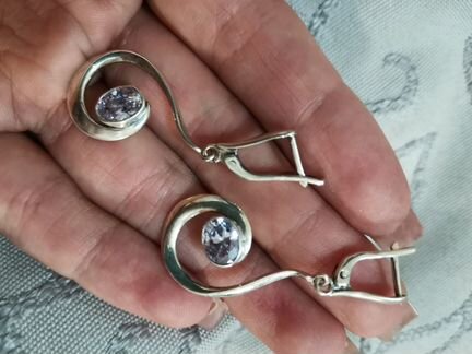 Серебряные серьги аметист серебро новые