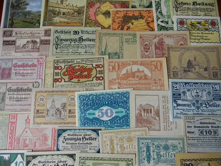 100 старинных Нотгельдов Австрии (без повторов)