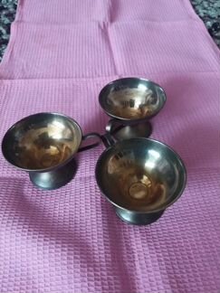 Чашки кофейные, мельхиор
