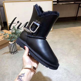 Угги черные кожаные обливные блестящие