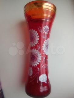 Ваза винтаж СССР стекло роспись