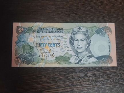 Продам банкноту 50 центов Багамских островов 2001