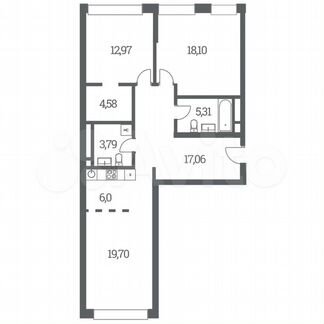 3-к квартира, 87.8 м², 8/53 эт.