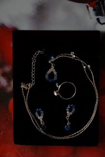 Новый комплект ожерелье, кольцо, серьги