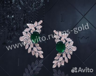 Роскошные серьги с бриллиантиами и изумрудамт