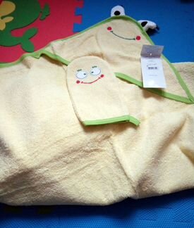 Новый банный набор leader kids полотенце+мочалка