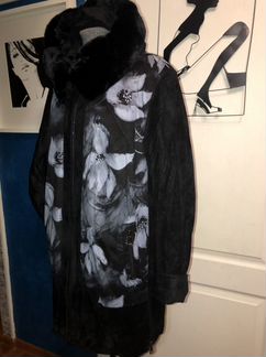 Дубленка куртка с капюшоном 54/56/58