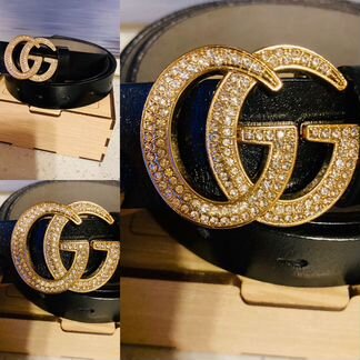 Кожаный ремень Gucci со стразами
