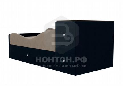 Детская кровать Дельта велюр бежевый / голубой